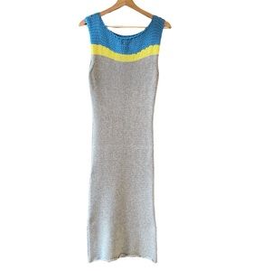 NWT ~ Anthro The Knit Kid Sleeveless Sweater Dress w/Bright Yellow & Blue ~ XS